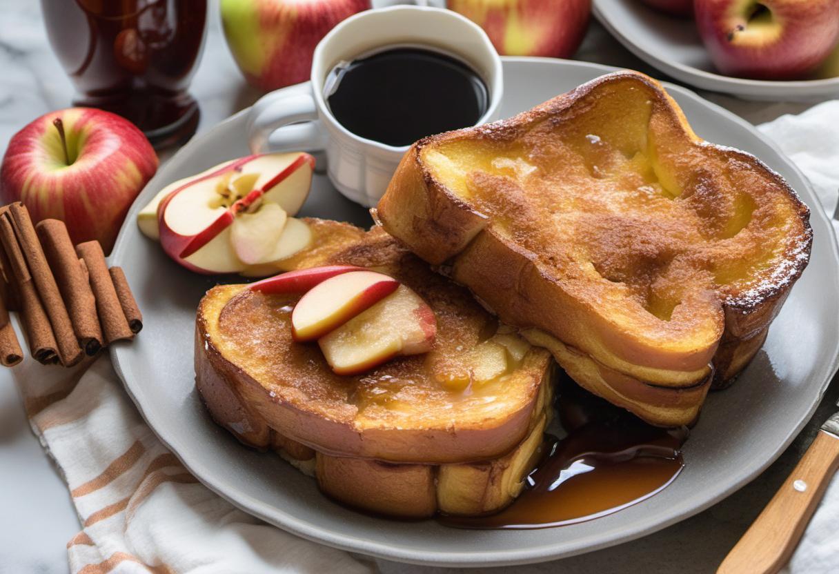 Image showing the final output answering the question: How do I make a stuffed French Toast with apple cinnamon filling.