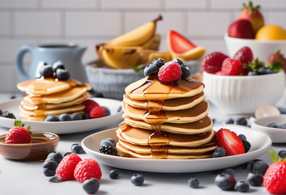 Image showing the final output answering the question: How do I make Pancake Stacks with a fruity twist.