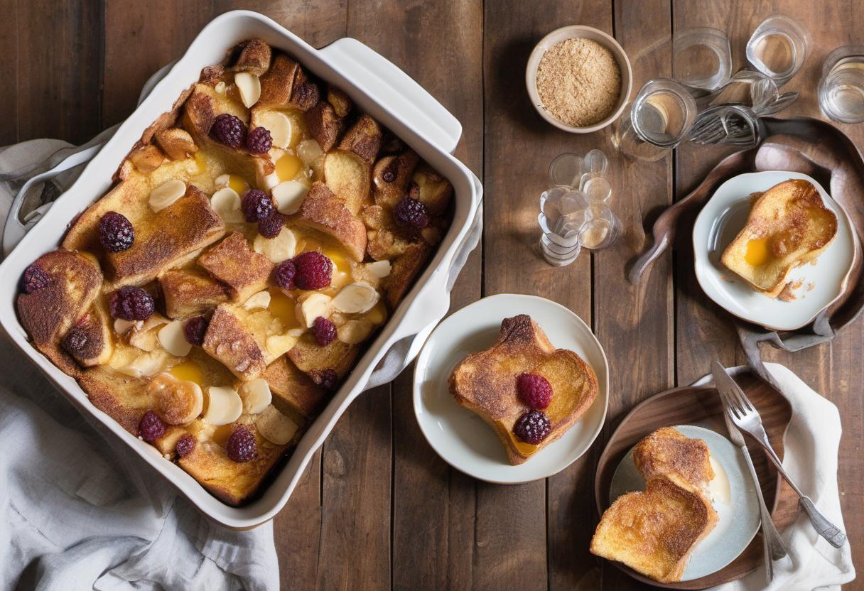 Image showing the final output answering the question: How do I turn leftover bread into French Toast Casserole.