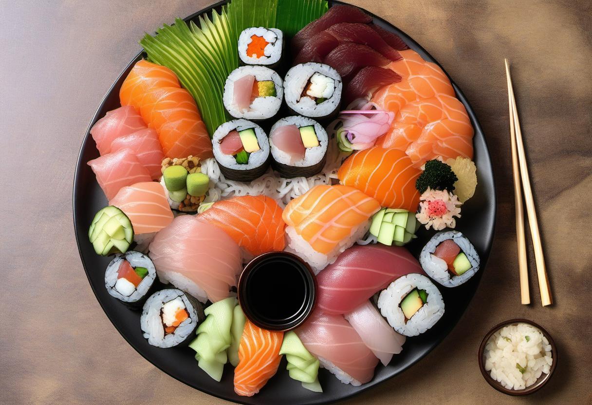 Image showing the final output answering the question: How do I incorporate sushi rolls into my Sashimi Platter.