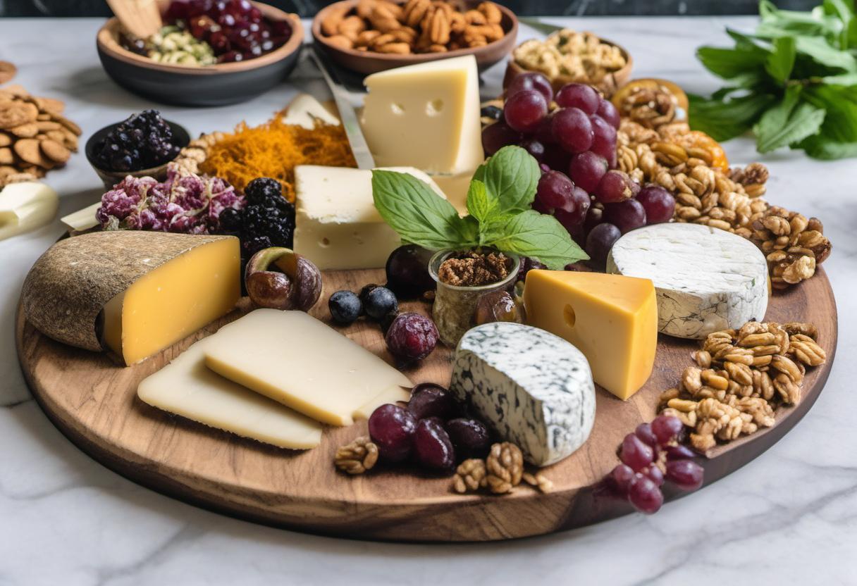 Image showing the final output answering the question: How do I create a vegan cheese plate with international flavors.