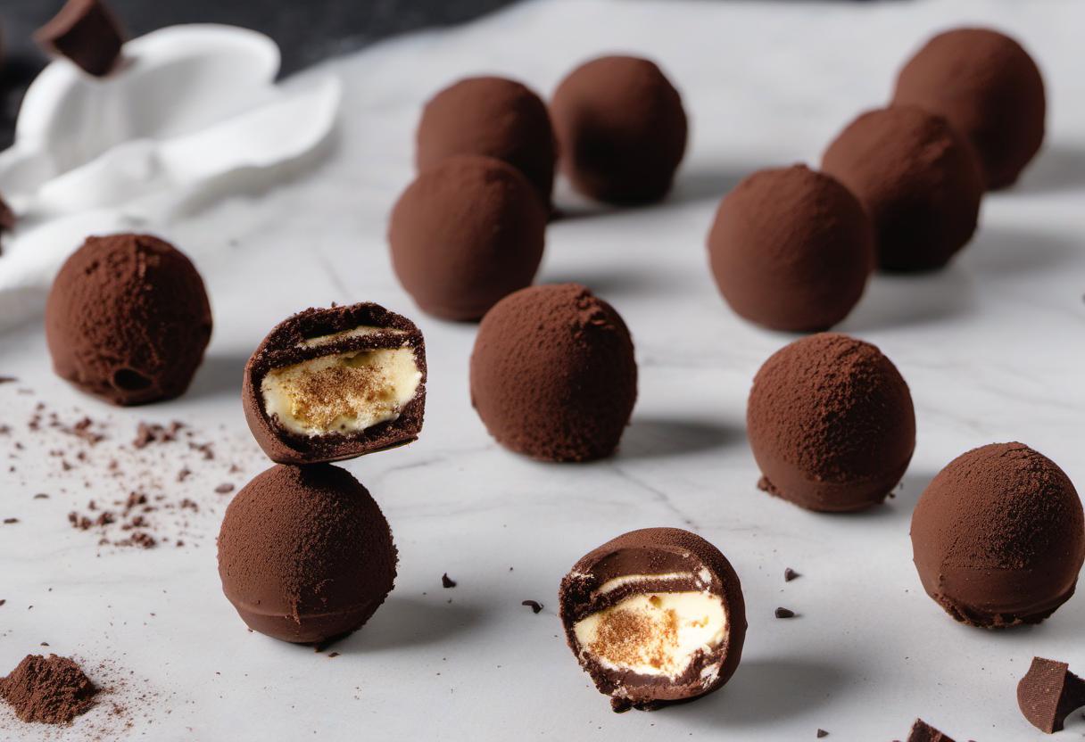 Image showing the final output answering the question: How do I make Vegan Tiramisu truffles.