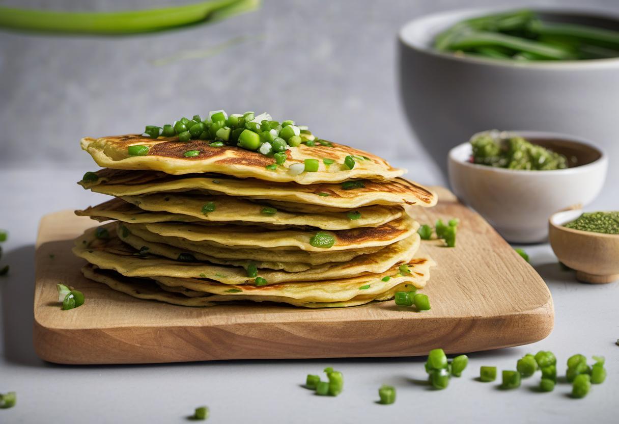 Image showing the final output answering the question: How do I cook vegan scallion pancakes.