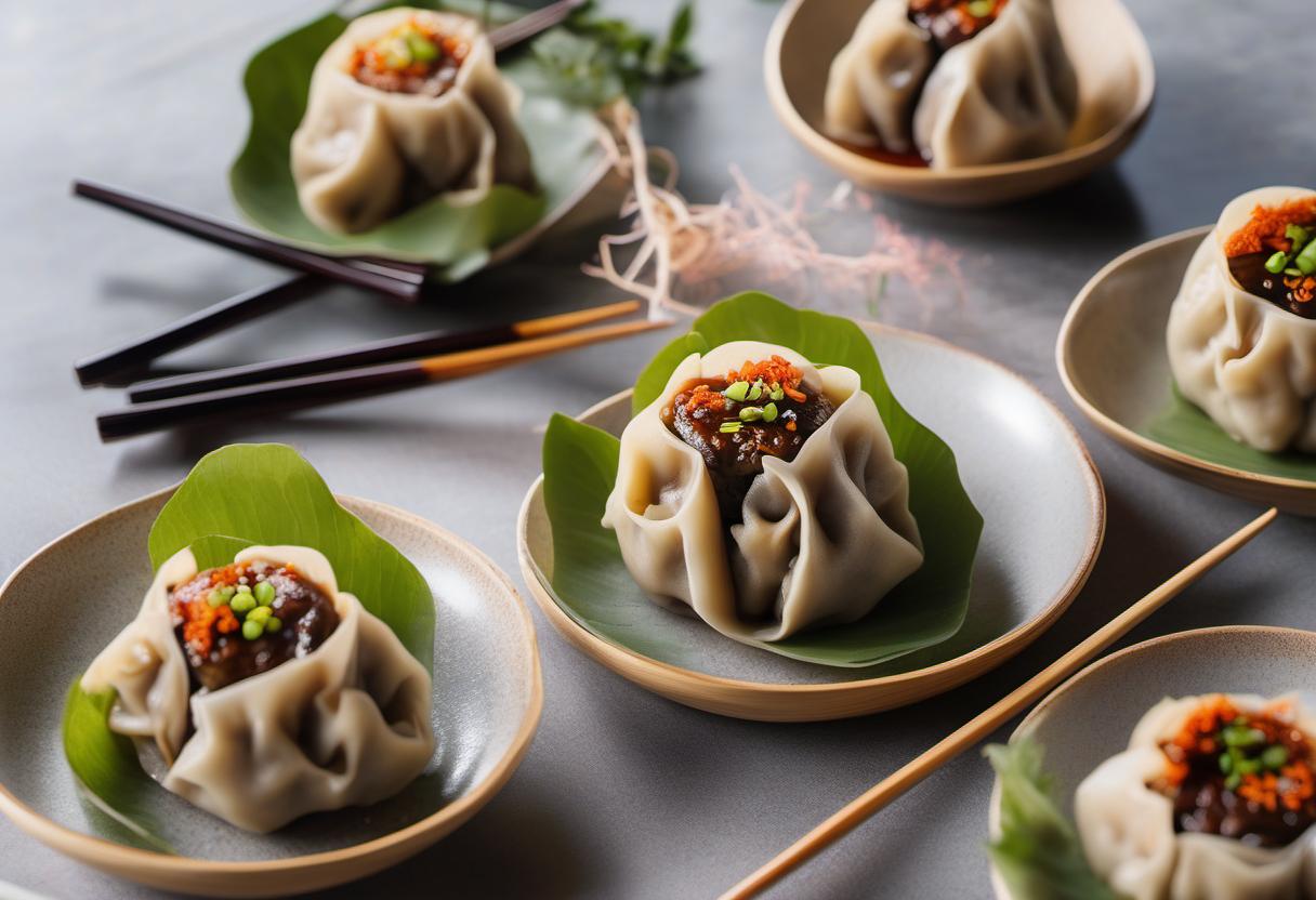 Image showing the final output answering the question: How do I cook vegan mushroom siu mai.