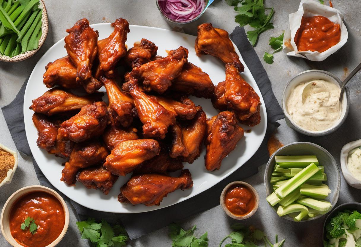 Image showing the final output answering the question: How do I make spicy buffalo-style vegan BBQ wings.