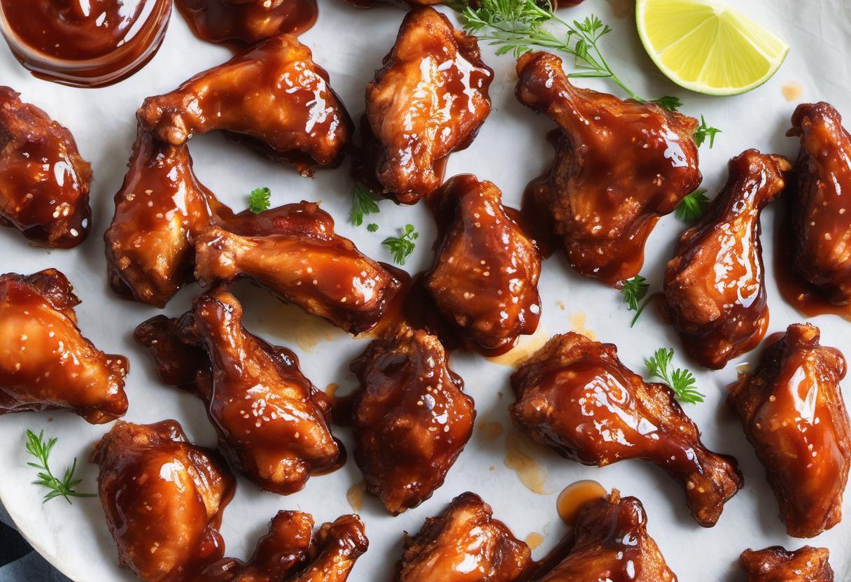 Image showing the final output answering the question: How do I create a tangy glaze for vegan BBQ wings.