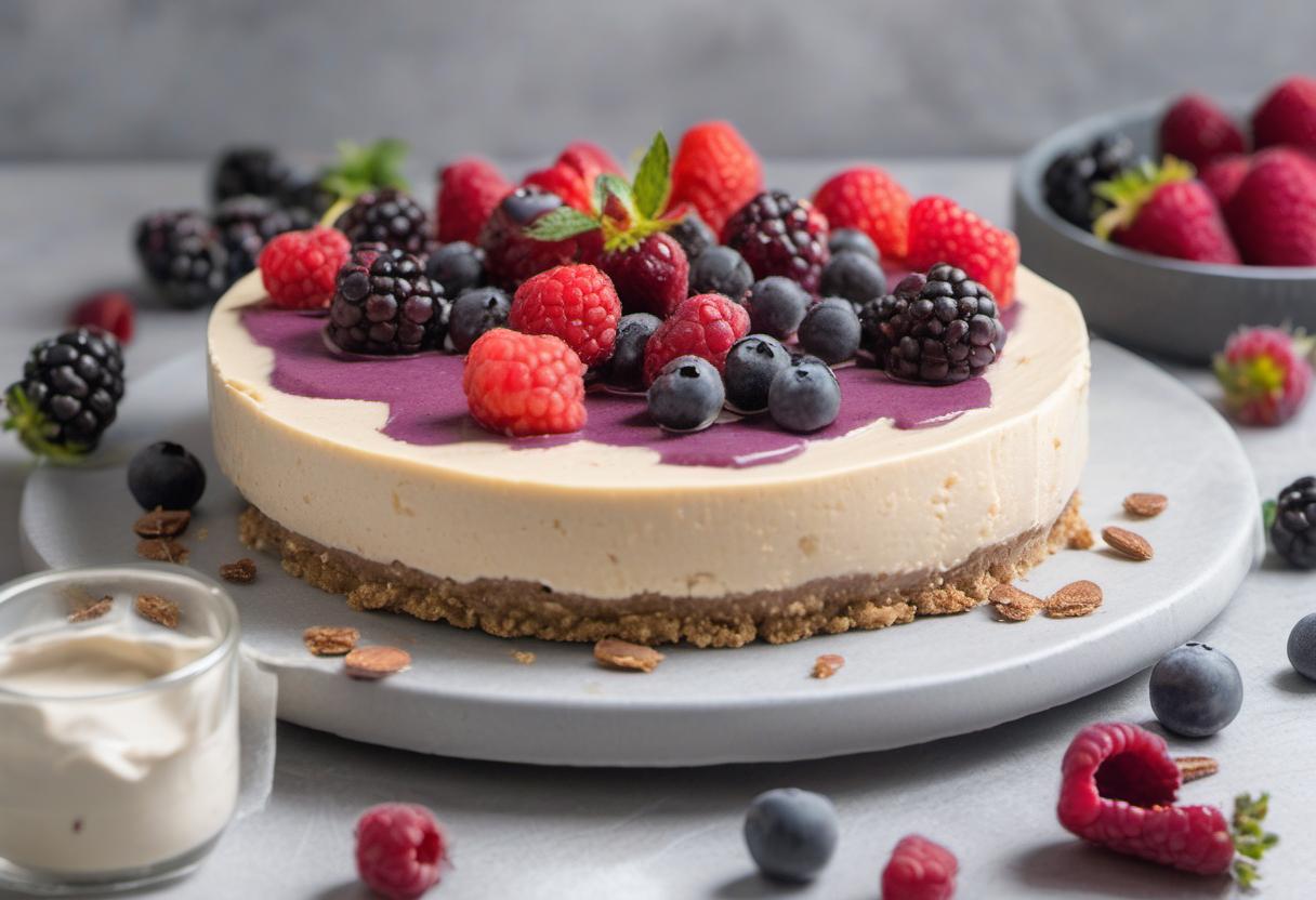 Image showing the final output answering the question: How do I make a creamy Raw Vegan Cheesecake.