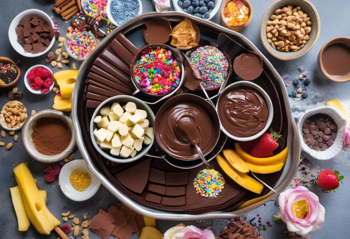 Image showing the final output answering the question: How do I spice up Vegan Chocolate Fondue with unique toppings.