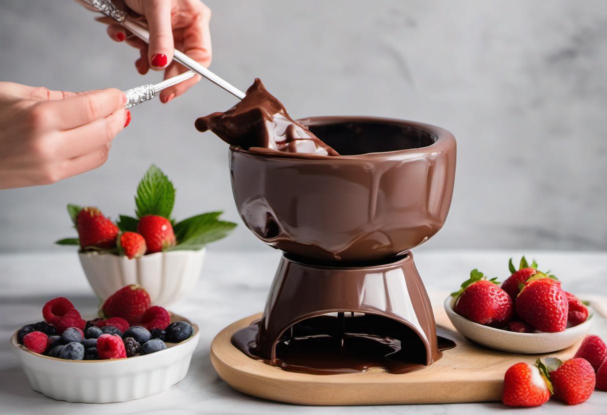 Image showing the final output answering the question: How do I make Vegan Chocolate Fondue for a romantic evening.