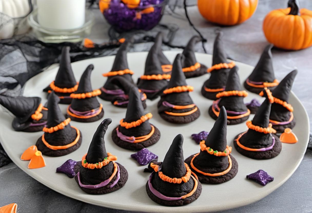 Image showing the final output answering the question: How do I make wickedly delicious Witch Hat cookies.