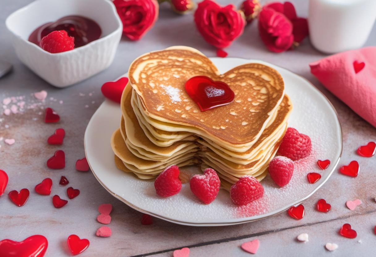 Image showing the final output answering the question: How do I make heart-shaped pancakes with a surprise filling.