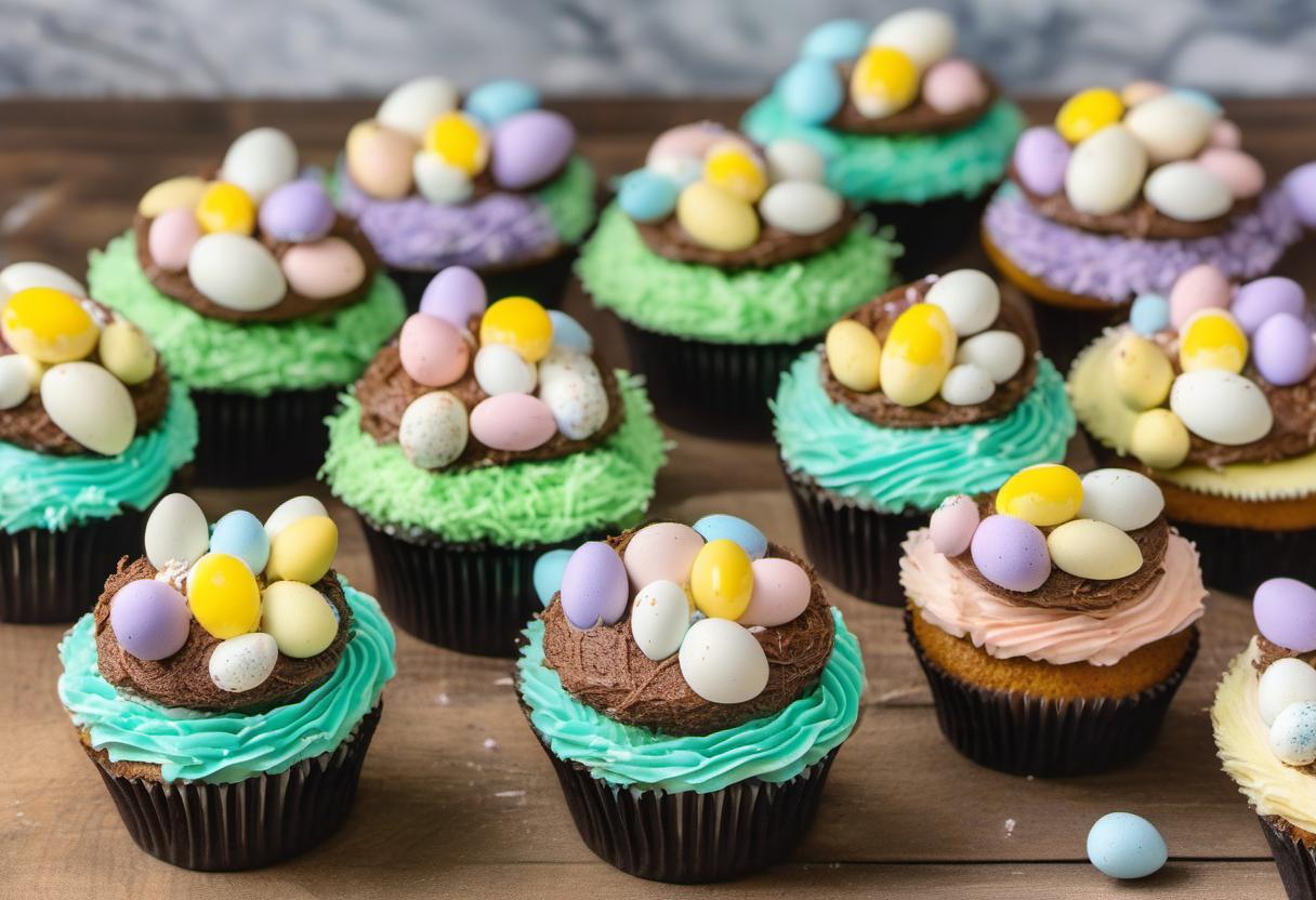 Image showing the final output answering the question: How do I make Easter Egg Cupcakes.