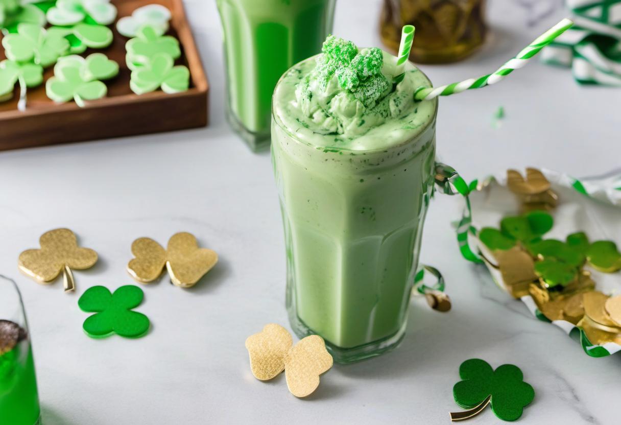 Image showing the final output answering the question: How do I create a shamrock surprise green milkshake.
