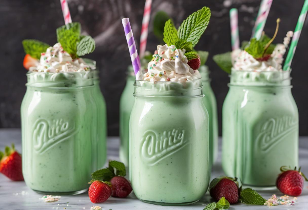 Image showing the final output answering the question: How do I make a minty masterpiece green milkshake.