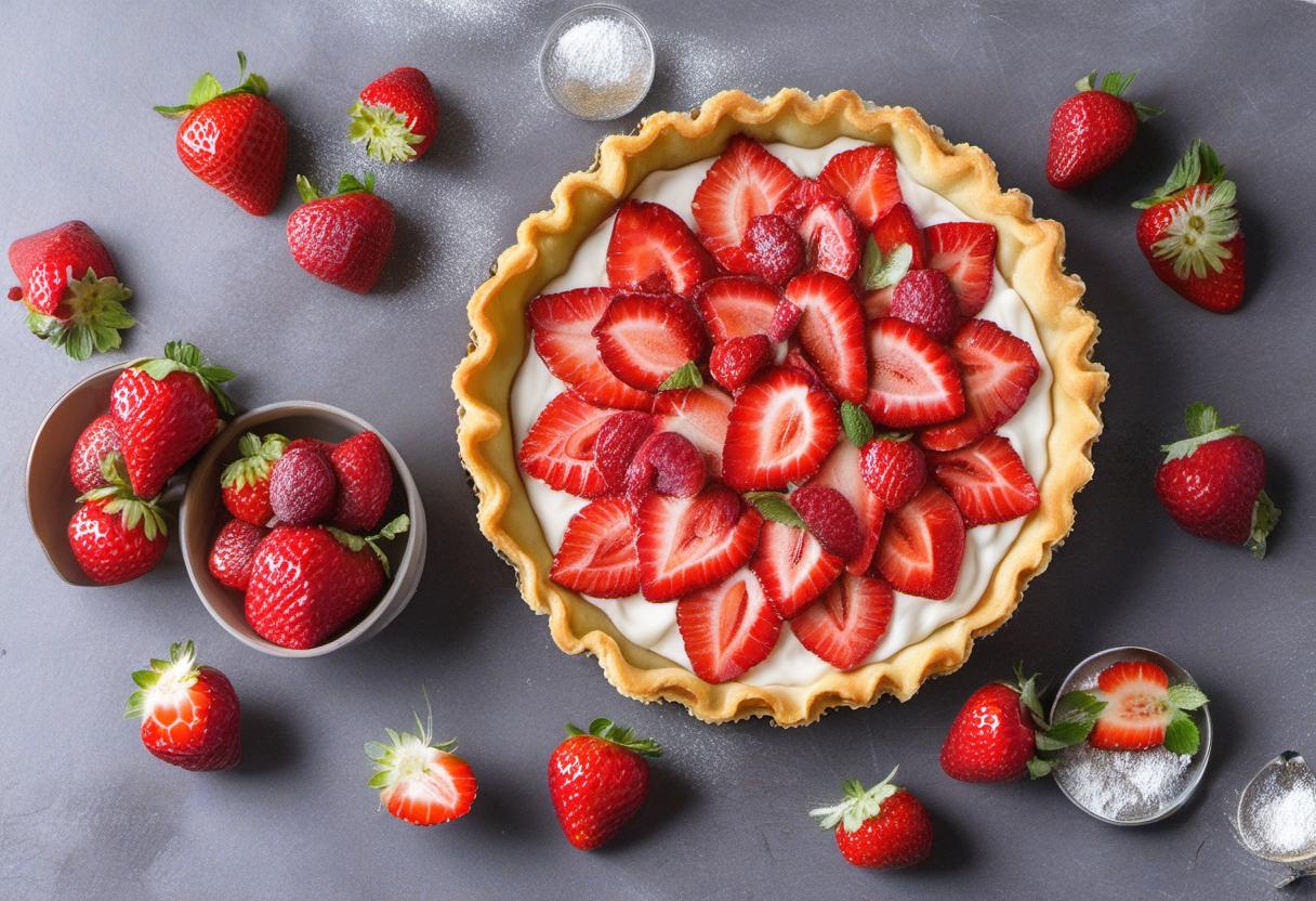 Image showing the final output answering the question: How do I make a fancy strawberry tart.