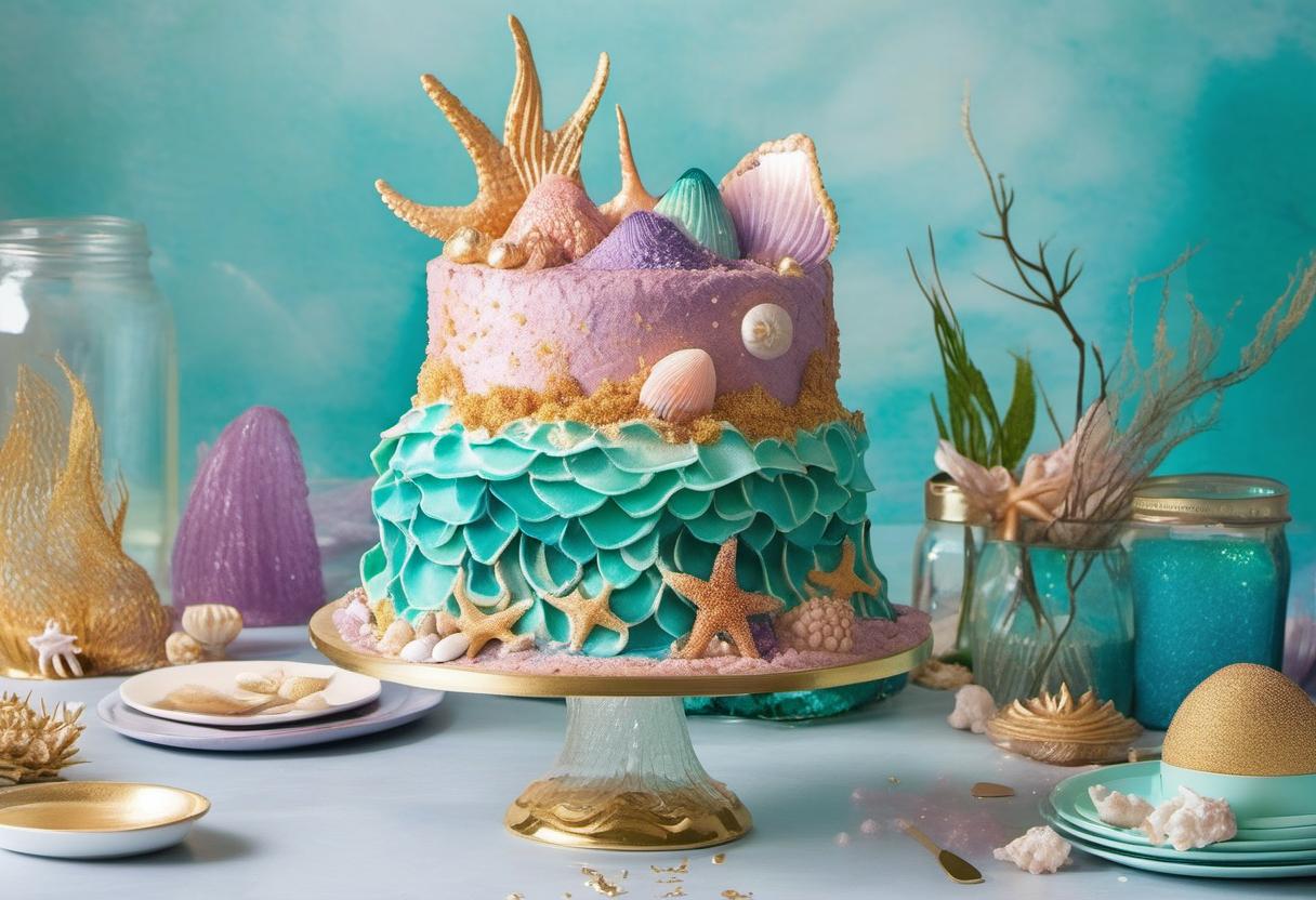 Image showing the final output answering the question: How do I bake a mermaid cake.