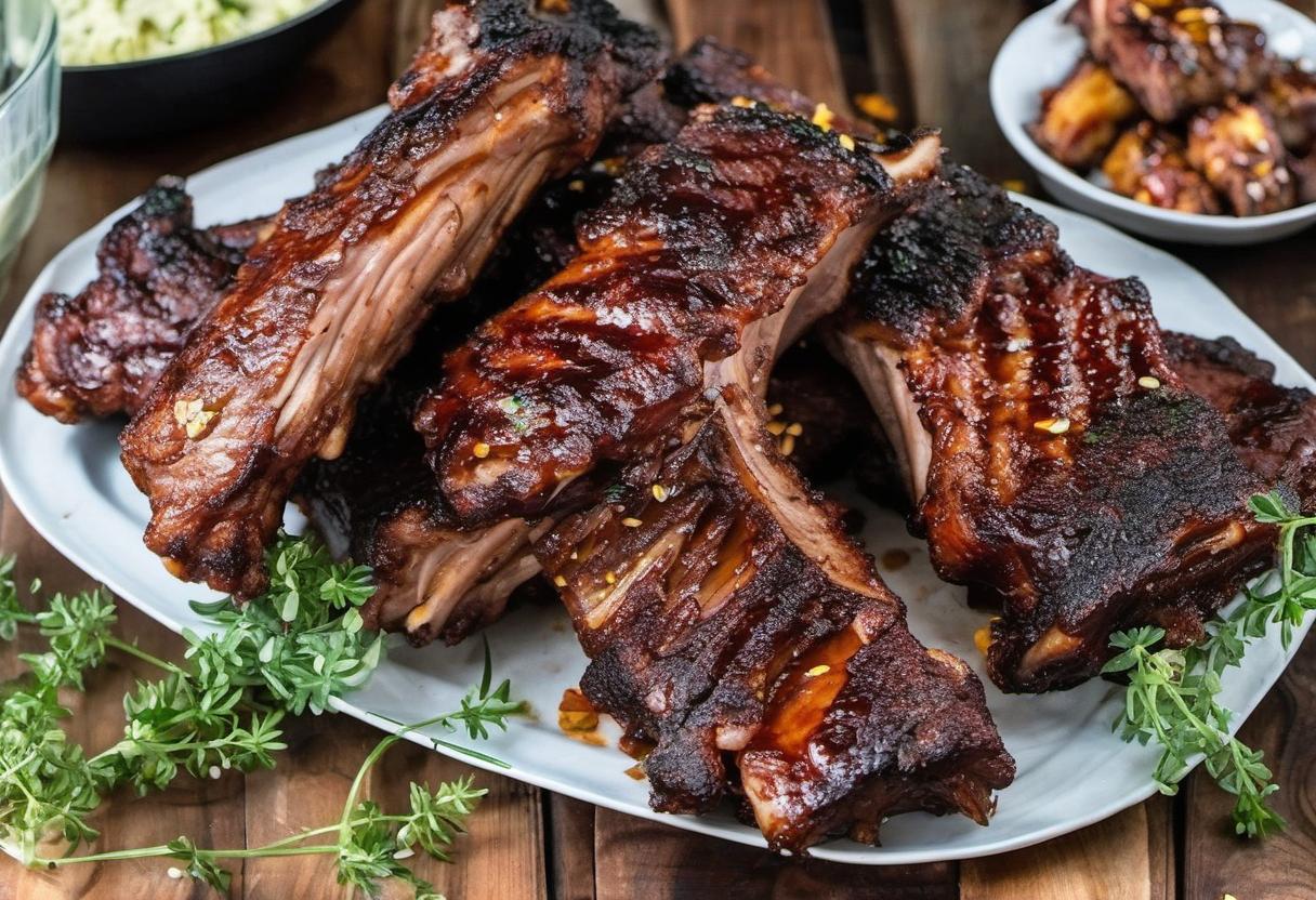 Image showing the final output answering the question: How do I make succulent grilled ribs.