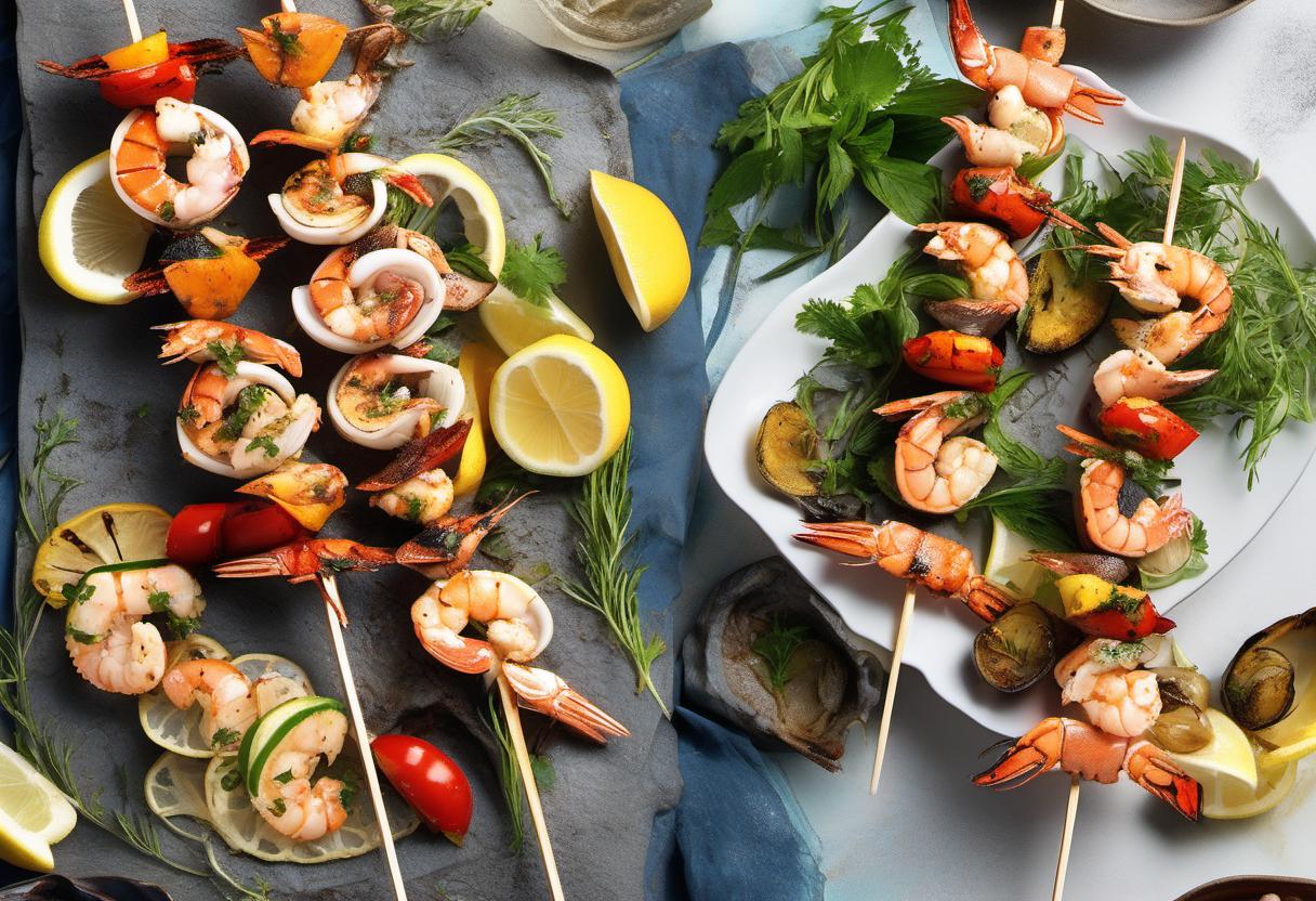 Image showing the final output answering the question: How do I grill flavorful seafood skewers.
