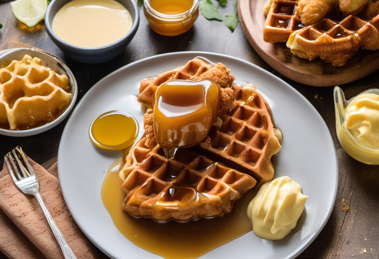 Image showing the final output answering the question: How do I make finger-lickin good honey butter sauce for my chicken and waffles.