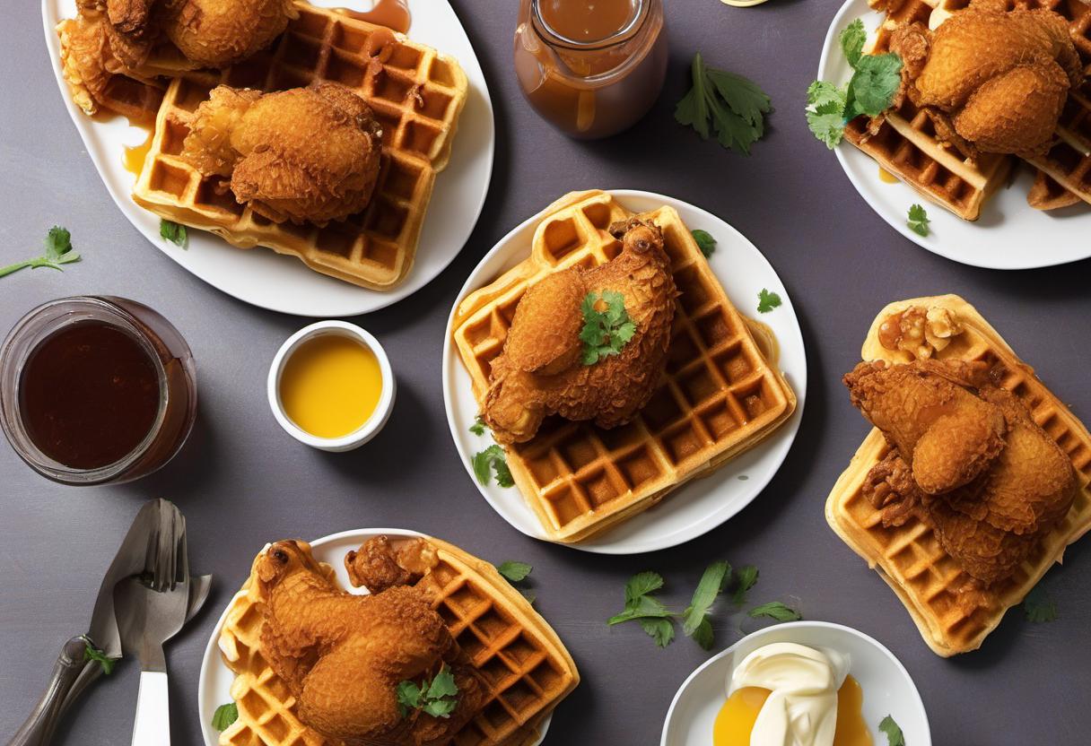 Image showing the final output answering the question: How do I create a vegetarian-friendly version of chicken and waffles.