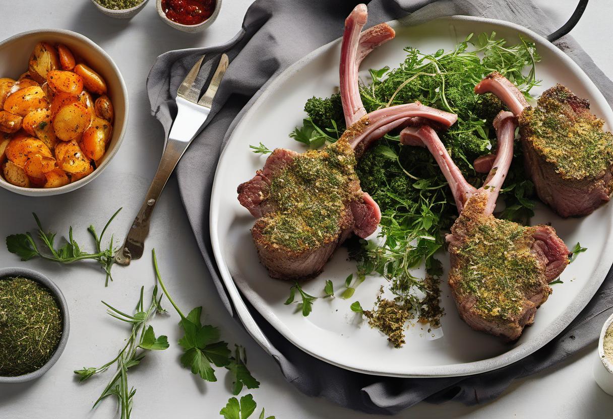Image showing the final output answering the question: How do I make herb-crusted lamb chops with a twist.
