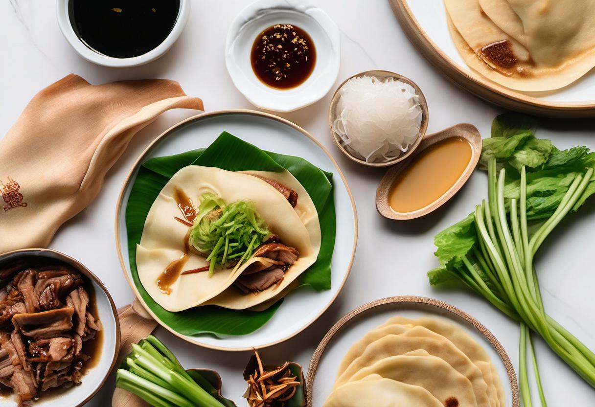 Image showing the final output answering the question: How do I make mouthwatering Peking Duck pancakes.