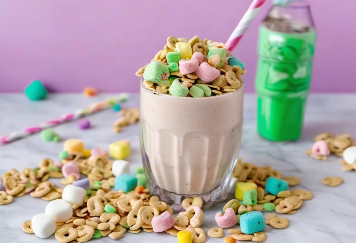 Image showing the final output answering the question: How do I create a Lucky Charms Cereal Milkshake.
