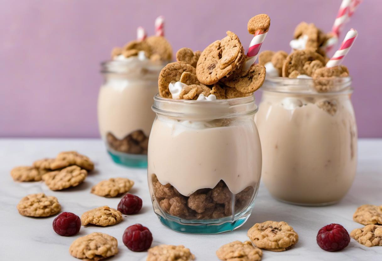 Image showing the final output answering the question: How do I whip up a Cookie Crisp Cereal Milkshake.