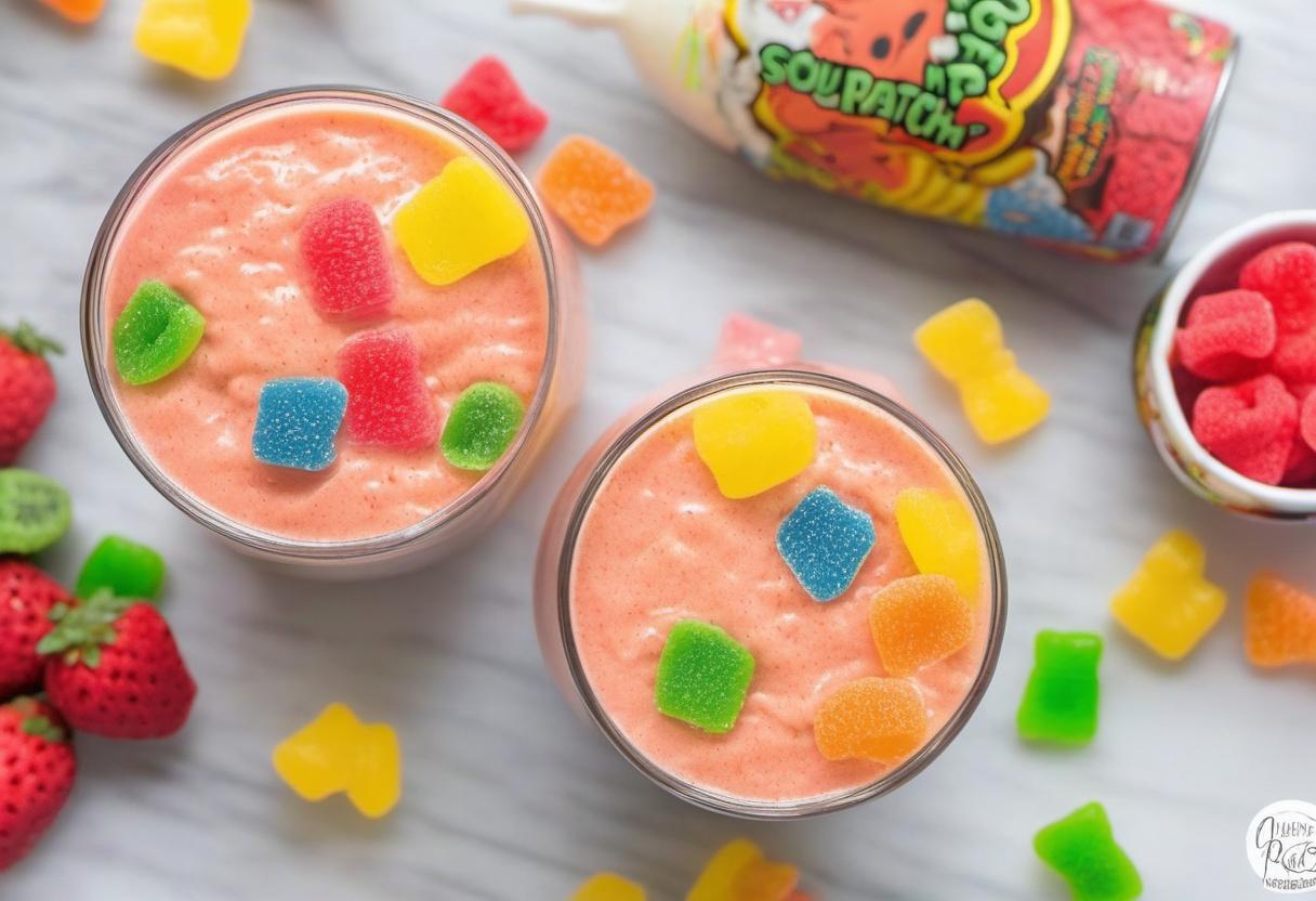 Image showing the final output answering the question: How do I make a Sour Patch Kids Smoothie.