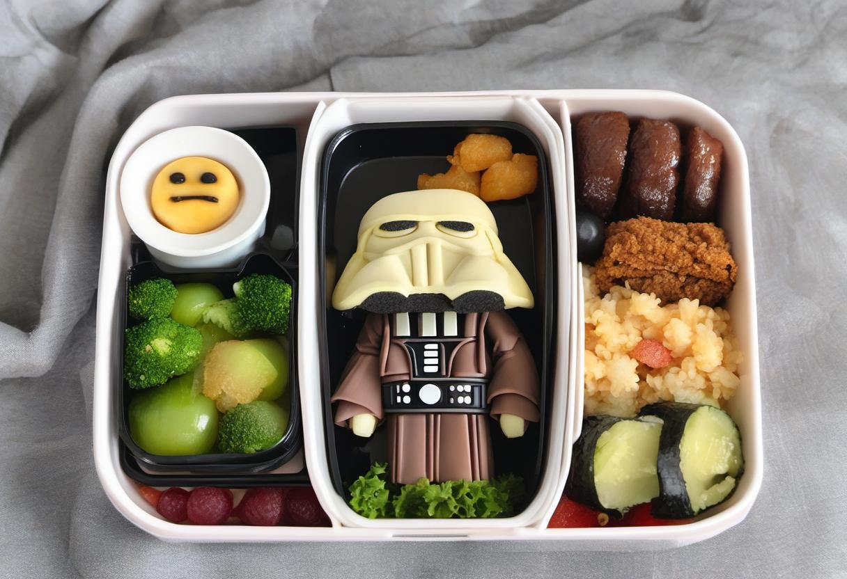 Image showing the final output answering the question: How do I make a Star Wars-themed Bento Box.