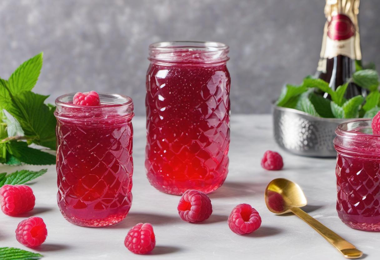 Image showing the final output answering the question: How do I make Sparkling Raspberry Prosecco Jelly.