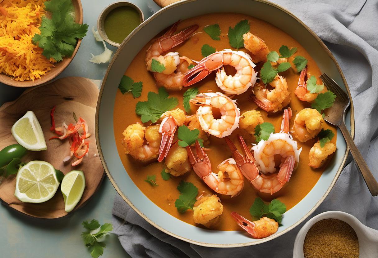 Image showing the final output answering the question: How do I make coconut shrimp curry.
