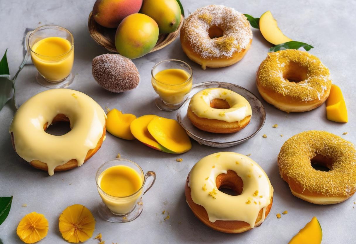 Image showing the final output answering the question: How do I bake Mango Lassi-infused donuts.