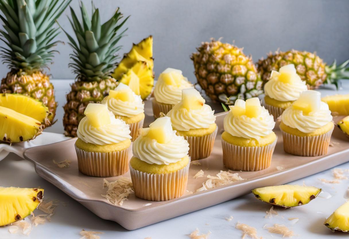 Image showing the final output answering the question: How do I bake fluffy Piña Colada Cupcakes like a pro.