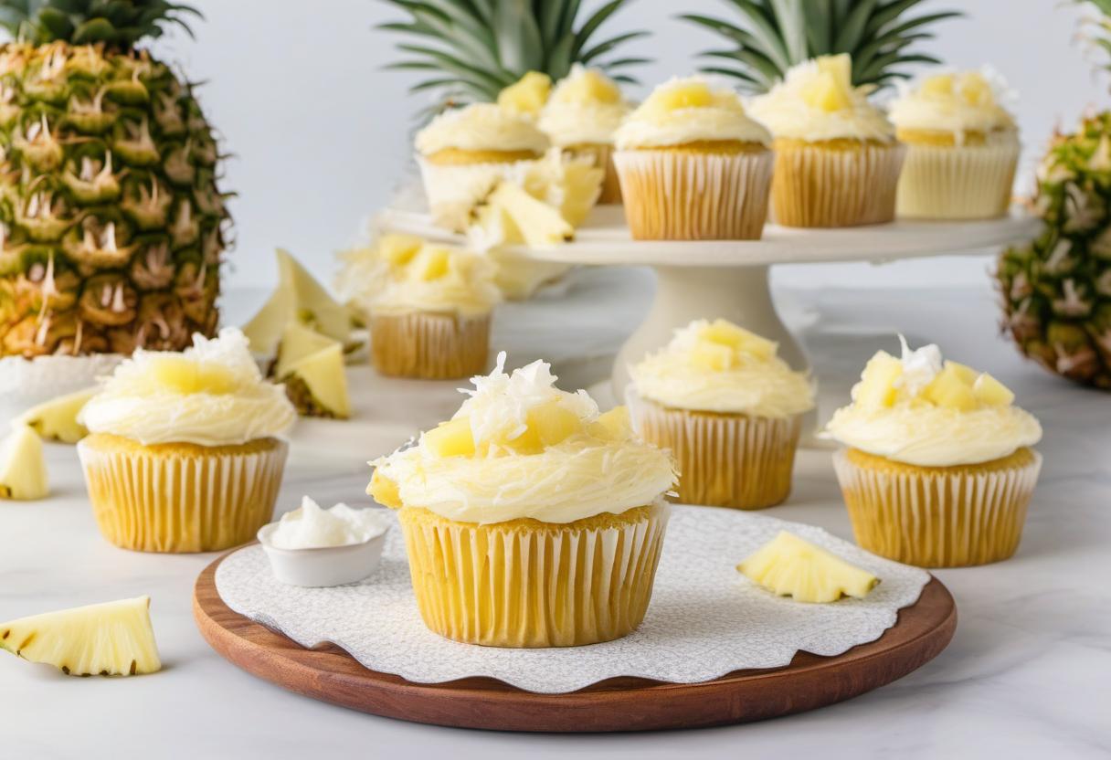 Image showing the final output answering the question: How do I make Piña Colada Cupcakes that are gluten-free and still delicious.