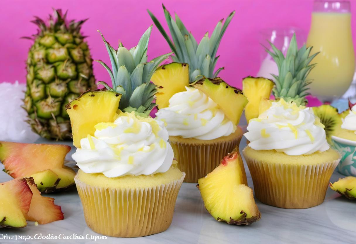 Image showing the final output answering the question: How do I make Piña Colada Cupcakes that are perfect for summer parties.