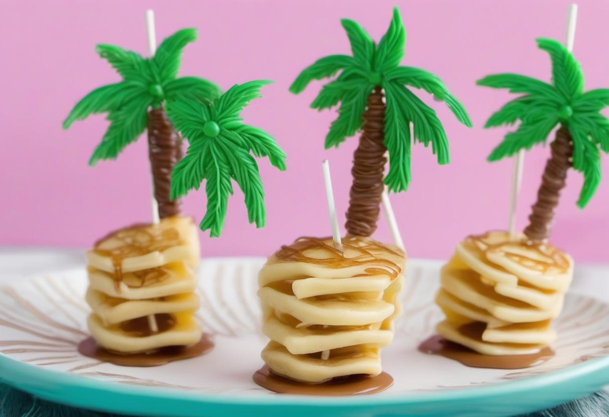 Image showing the final output answering the question: How do I make Palm Tree Pancake pops.