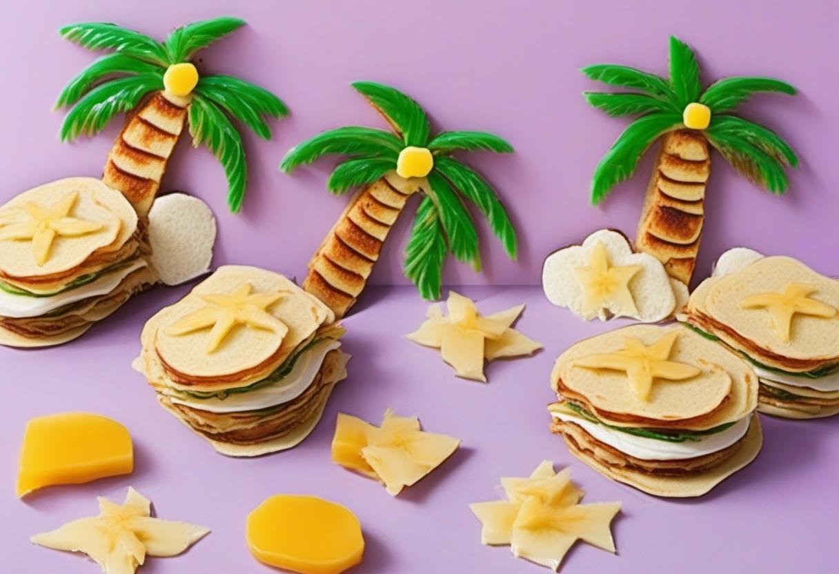 Image showing the final output answering the question: How do I make Palm Tree Pancake sandwiches.