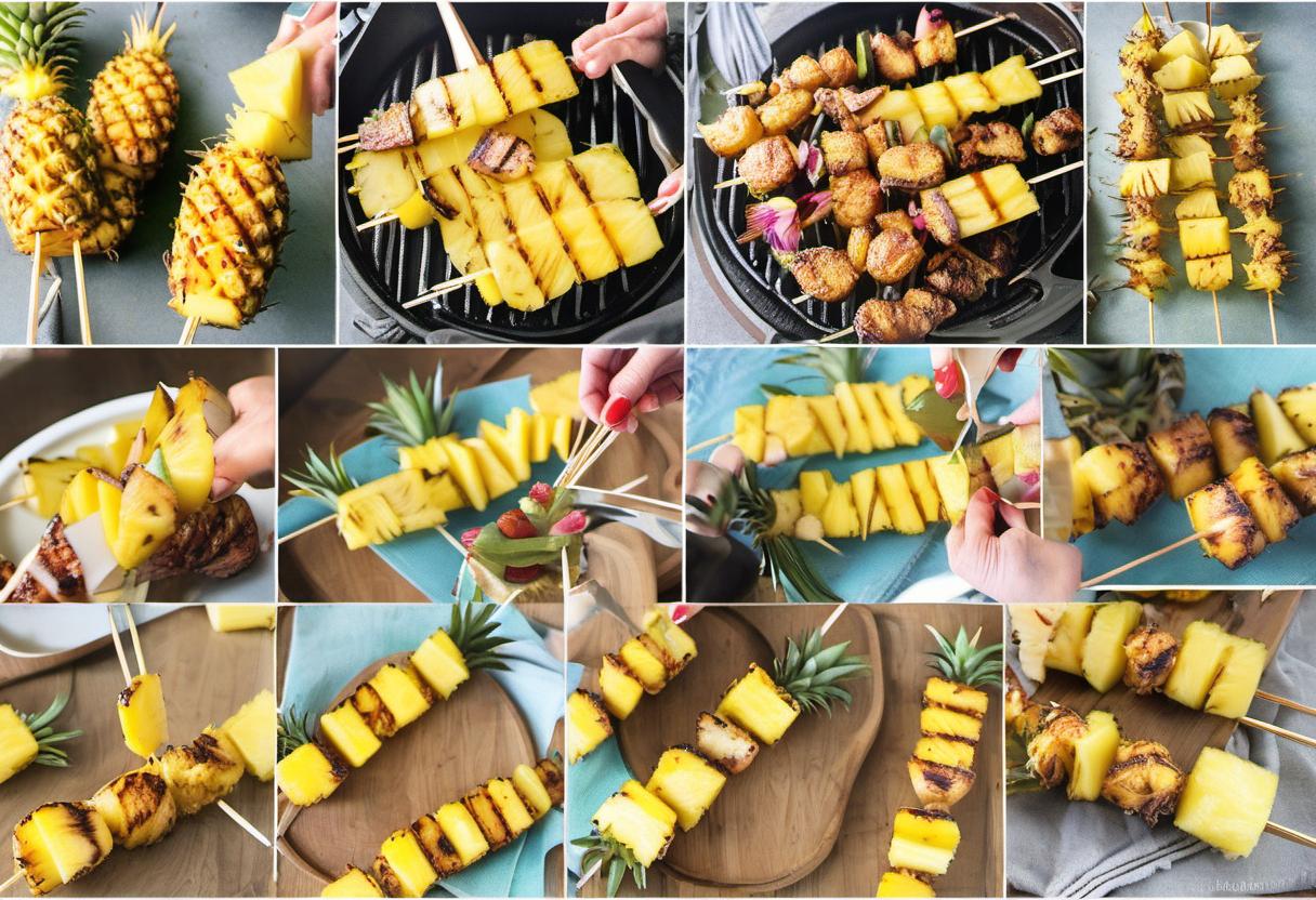 Image showing the final output answering the question: How do I grill pineapple skewers.