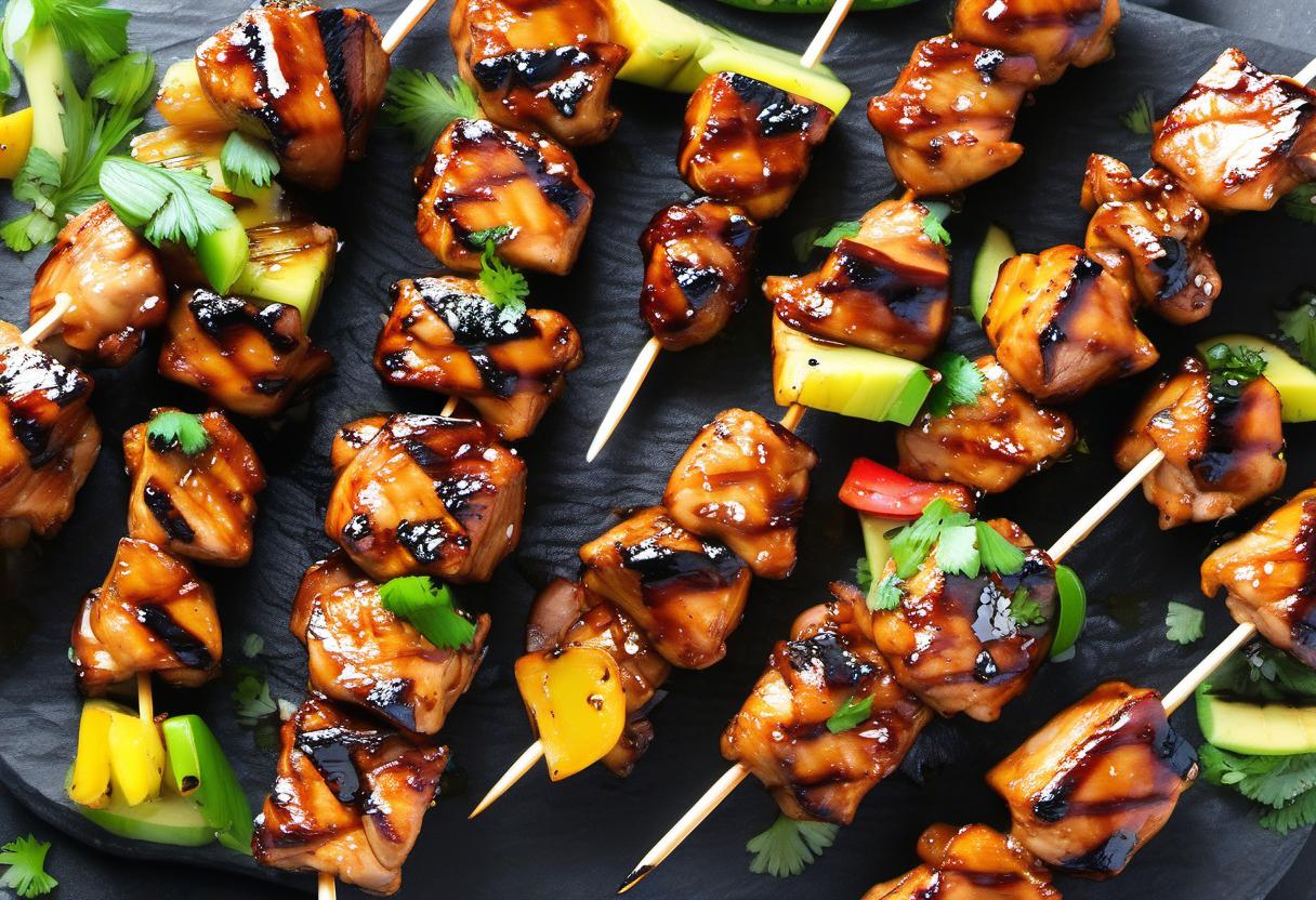 Image showing the final output answering the question: How do I grill teriyaki chicken skewers.