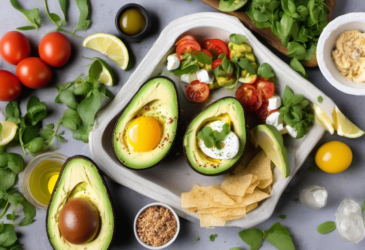 Image showing the final output answering the question: How do I make a Mediterranean-style Eggs in Avocado Boat.