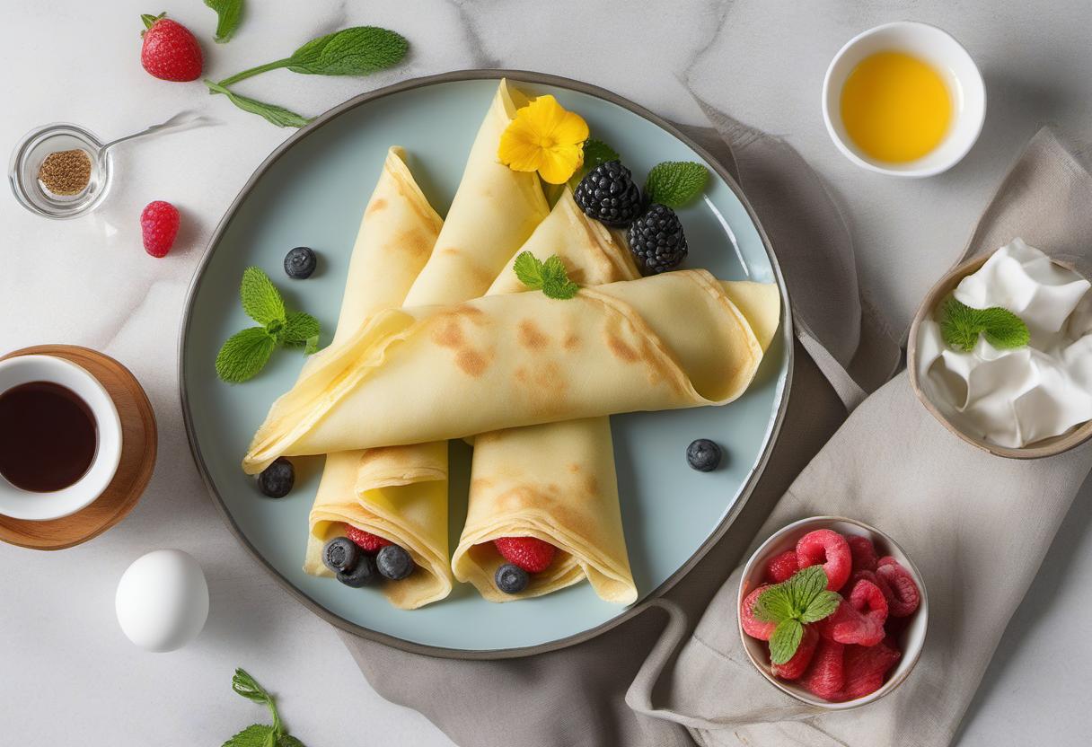 Image showing the final output answering the question: How do I make Egg-filled Crepes with a twist.