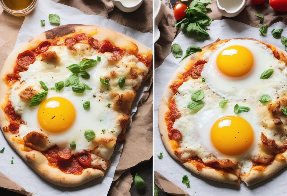 Image showing the final output answering the question: How do I make an egg-topped pizza.