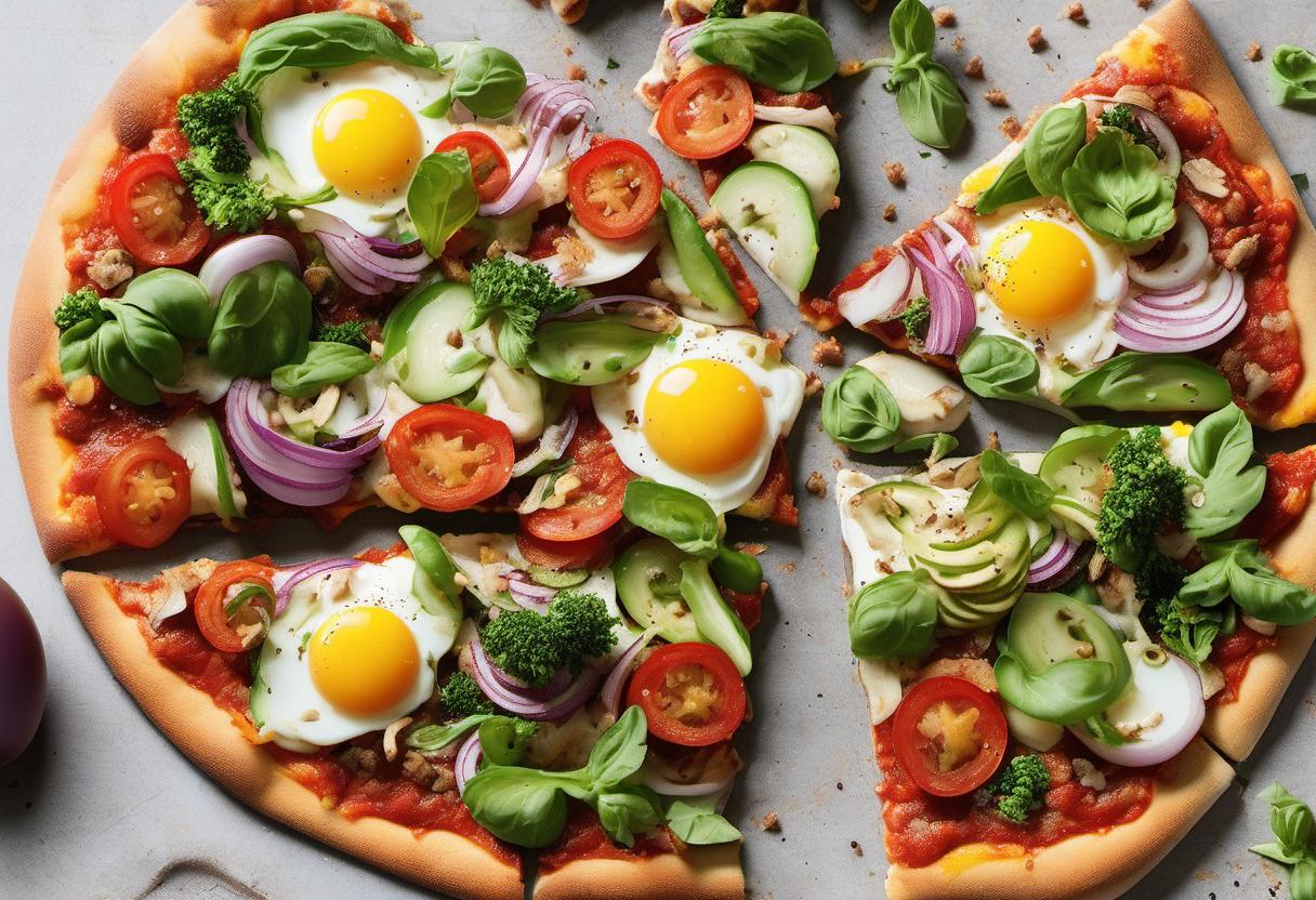 Image showing the final output answering the question: How do I create a vegetarian egg-topped pizza.