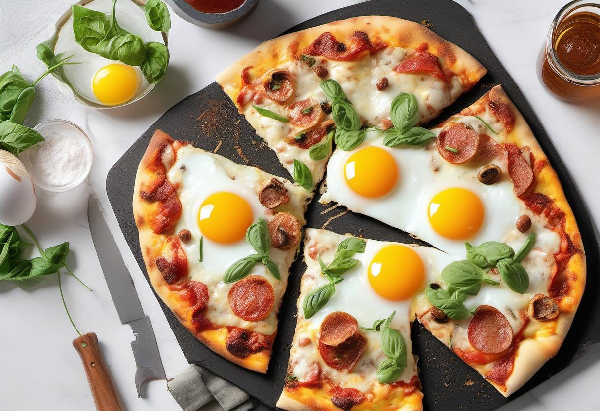 Image showing the final output answering the question: How do I make an egg-topped pizza on the grill.
