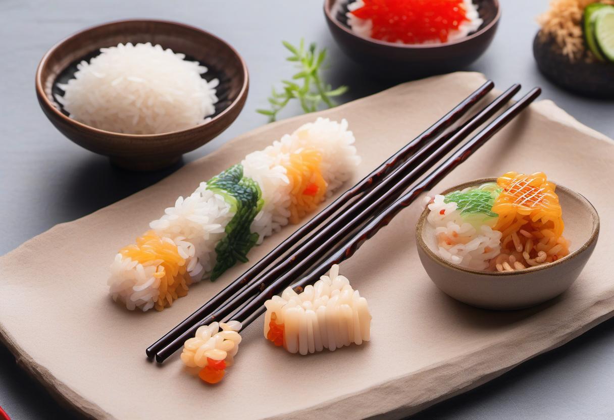 Image showing the final output answering the question: How do I mold edible chopsticks from rice.