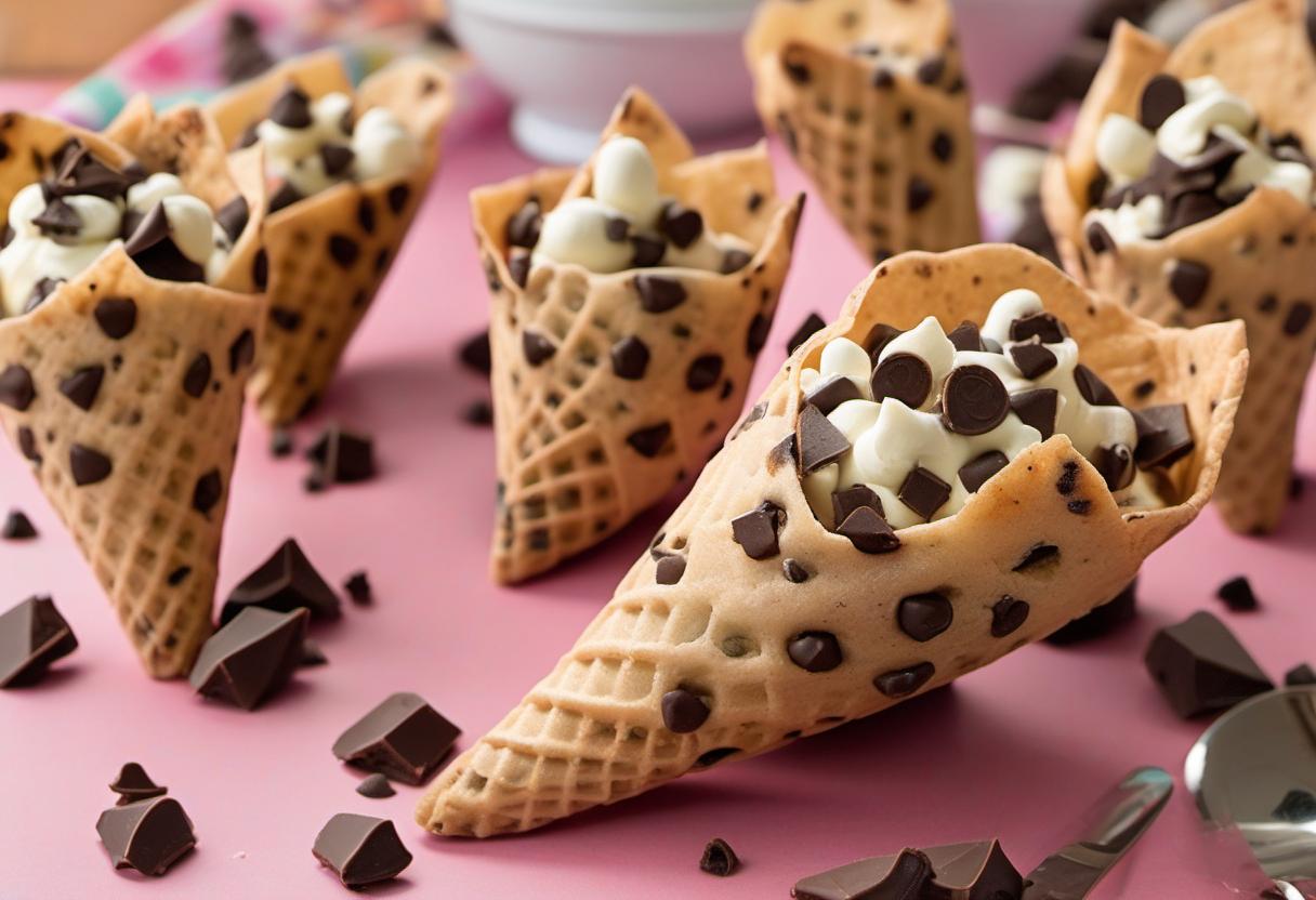 Image showing the final output answering the question: How do I create chocolate chip cup cones.
