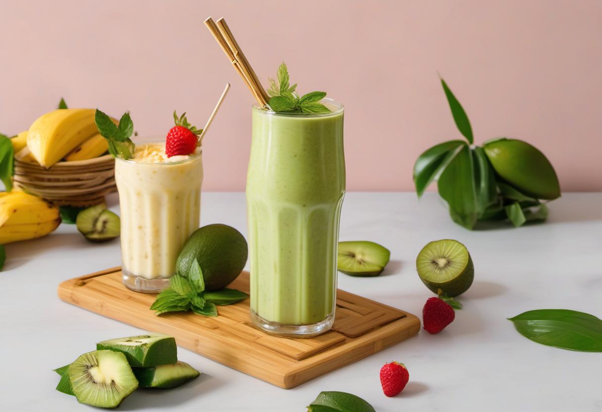 Image showing the final output answering the question: How do I make a refreshing Bamboo Straw Smoothie.