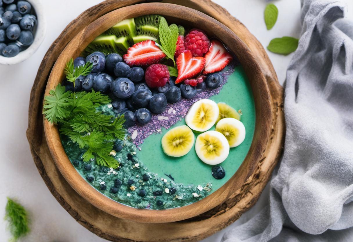 Image showing the final output answering the question: How do I create a visually stunning Blue Algae Smoothie bowl.