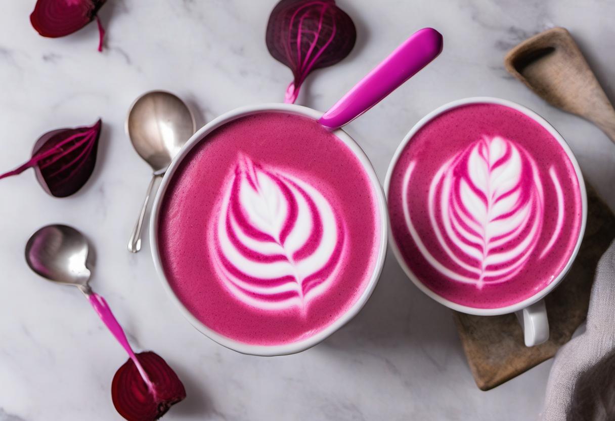 Image showing the final output answering the question: How do I add a twist to my Pink Beet Latte.